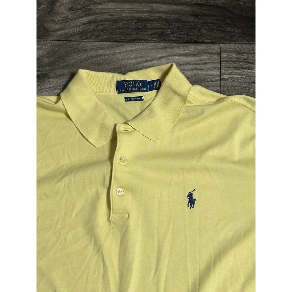 Polo Ralph Lauren‎ Polo Shirt Mens M Yellow Classic Fit Golf Short Sleeve 616
